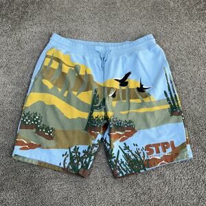 Staple Sweat Shorts Mens 3XL Blue Desert Landscape 10 In Inseam Drawstring